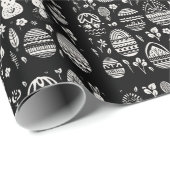 Schwarz-Weiß Bunny Trail Muster Geschenkpapier (Rolleneckpunkt)