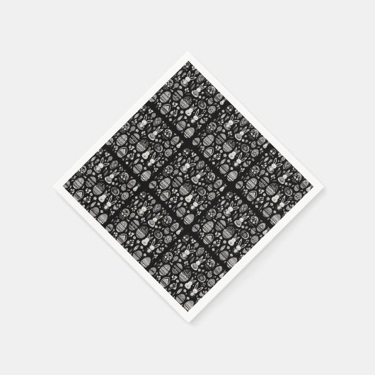 Schwarz-Weiß Bunny Trail Muster Serviette (Ecke)