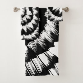 Schwarz-Weiß-Bürste Badhandtuch Set