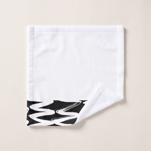 Schwarz-Weiß-Bürstenstruktur Badhandtuch Set (Waschlappen)