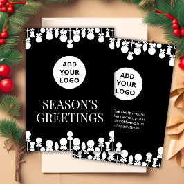 Schwarz-Weiß-Business-Urlaubskarte | Logo Feiertagskarte