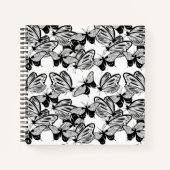 Schwarz-weiß Butterflies Sketchbook Journal Notizblock (Vorderseite)