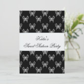 Schwarz-weiß Butterfly Classy 16 . Geburtstag Part Einladung (Stehend Vorderseite)