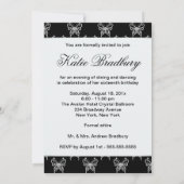 Schwarz-weiß Butterfly Classy 16 . Geburtstag Part Einladung (Rückseite)