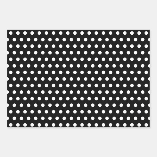 Schwarz-Weiß-Button und Polka-Punkte Geschenkpapier Set (Vorderseite)