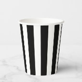 Schwarz-Weiß-Cabana-Streifen Minimal-Monogramm Pappbecher (Rückseite)