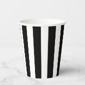 Schwarz-Weiß-Cabana-Streifen Minimal-Monogramm Pappbecher (Vorderseite)