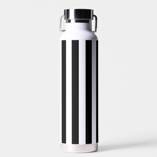 Schwarz-Weiß-Cabana-Streifen Minimal-Monogramm Trinkflasche (Vorne)