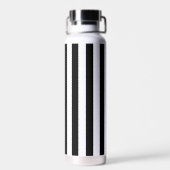 Schwarz-Weiß-Cabana-Streifen Minimal-Monogramm Trinkflasche (Rückseite)