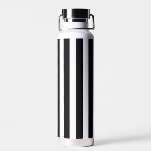 Schwarz-Weiß-Cabana-Streifen Minimal-Monogramm Trinkflasche (Rückseite)