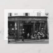 Schwarz-Weiß-Café in Montmartre, Paris Postkarte (Vorne/Hinten)