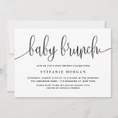 Schwarz-Weiß Calligraphie Baby Brunch Einladung (Vorderseite)