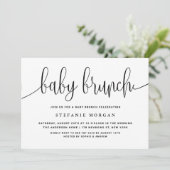 Schwarz-Weiß Calligraphie Baby Brunch Einladung (Stehend Vorderseite)