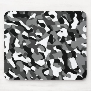 Schwarz-Weiß-Camouflage-Druckmuster Mousepad