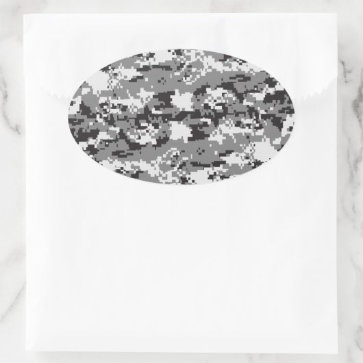 Schwarz-Weiß-Camouflage Ovaler Aufkleber (Tasche)
