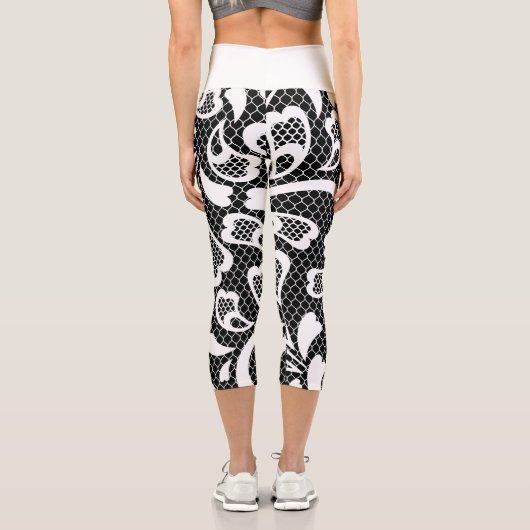 Schwarz/Weiß Capri Leggings (Rückseite)