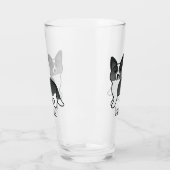 Schwarz-Weiß-Cardigan-Walisischer Korgi-Hund und N Glas (Links)