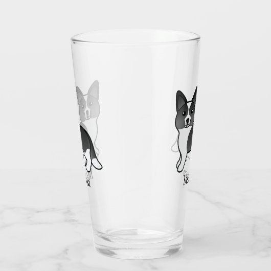 Schwarz-Weiß-Cardigan-Walisischer Korgi-Hund und N Glas (Rechts)