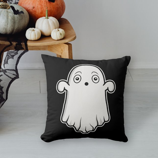 Schwarz-Weiß-Cartoon-Ghost-Halloween Kissen (Cute design for the Halloween season.)