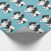 Schwarz-Weiß-Cartoon-Hund Geschenkpapier (Ecke)