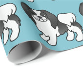 Schwarz-Weiß-Cartoon-Hund Geschenkpapier (Rolleneckpunkt)