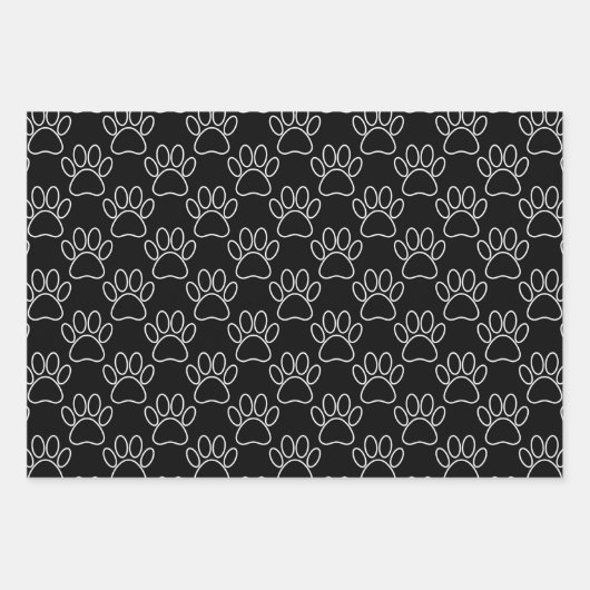 Schwarz-Weiß-Cartoon-Welpenmuster Geschenkpapier Set (Vorderseite 2)