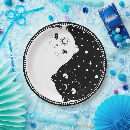 Schwarz-Weiß-Cartoon-Zeichen Pappteller (Party)