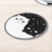 Schwarz-Weiß-Cartoon-Zeichen Runder Pappuntersetzer (Angewinkelt)