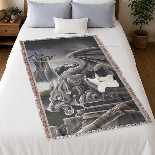 Schwarz-weiß Cat Gargoyle Decke