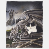 Schwarz-weiß Cat Gargoyle Fleecedecke (Vorderseite)
