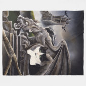 Schwarz-weiß Cat Gargoyle Fleecedecke (Vorderseite (Horizontal))