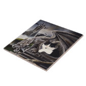 Schwarz-weiß Cat Gargoyle Fliese (Seite)