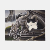 Schwarz-weiß Cat Gargoyle Fußmatte (Vorderseite)
