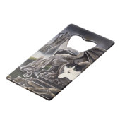 Schwarz-weiß Cat Gargoyle Geldbeutel Flaschenöffner (Vorderseite Schrägansicht)