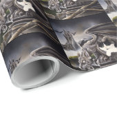 Schwarz-weiß Cat Gargoyle Geschenkpapier (Rolleneckpunkt)