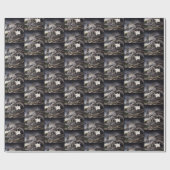 Schwarz-weiß Cat Gargoyle Geschenkpapier (Flach)