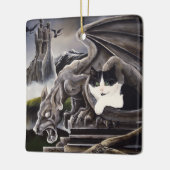 Schwarz-weiß Cat Gargoyle Keramikornament (Links)