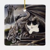 Schwarz-weiß Cat Gargoyle Keramikornament (Rückseite)