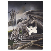 Schwarz-weiß Cat Gargoyle Klemmbrett (Rückseite)