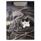 Schwarz-weiß Cat Gargoyle Klemmbrett (Vorderseite)