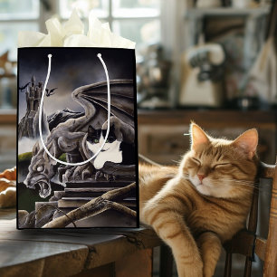 Schwarz-weiß Cat Gargoyle Mittlere Geschenktüte