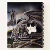 Schwarz-weiß Cat Gargoyle Notizblock (Rückseite)