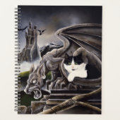 Schwarz-weiß Cat Gargoyle Planer (Vorderseite)