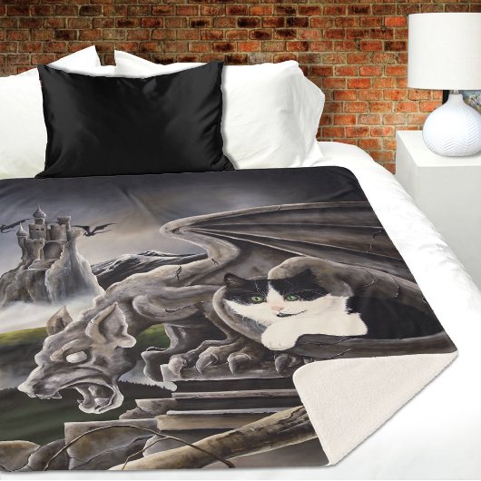 Schwarz-weiß Cat Gargoyle Sherpadecke