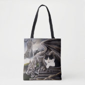 Schwarz-weiß Cat Gargoyle Tasche (Vorderseite)