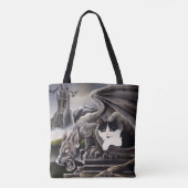 Schwarz-weiß Cat Gargoyle Tasche (Rückseite)
