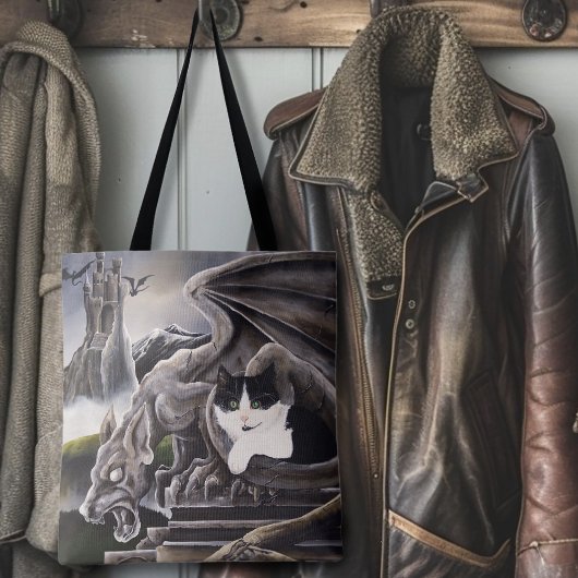 Schwarz-weiß Cat Gargoyle Tasche