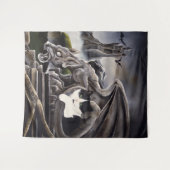 Schwarz-weiß Cat Gargoyle Wandteppich (Vorderseite (Horizontal))