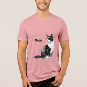 Schwarz-weiß Cat Meow Tri-Blend Shirt (Vorderseite)
