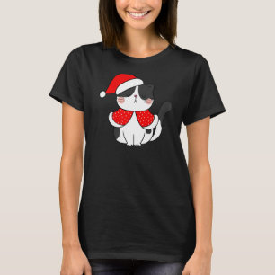 Schwarz-weiß Cat Weihnachtsmannmütze Weihnachten C T-Shirt